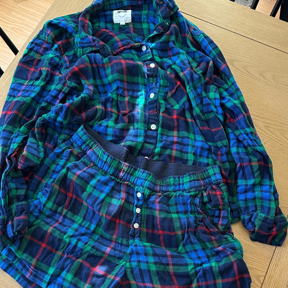 Aerie Plaid Pajama Set - Blue and Green